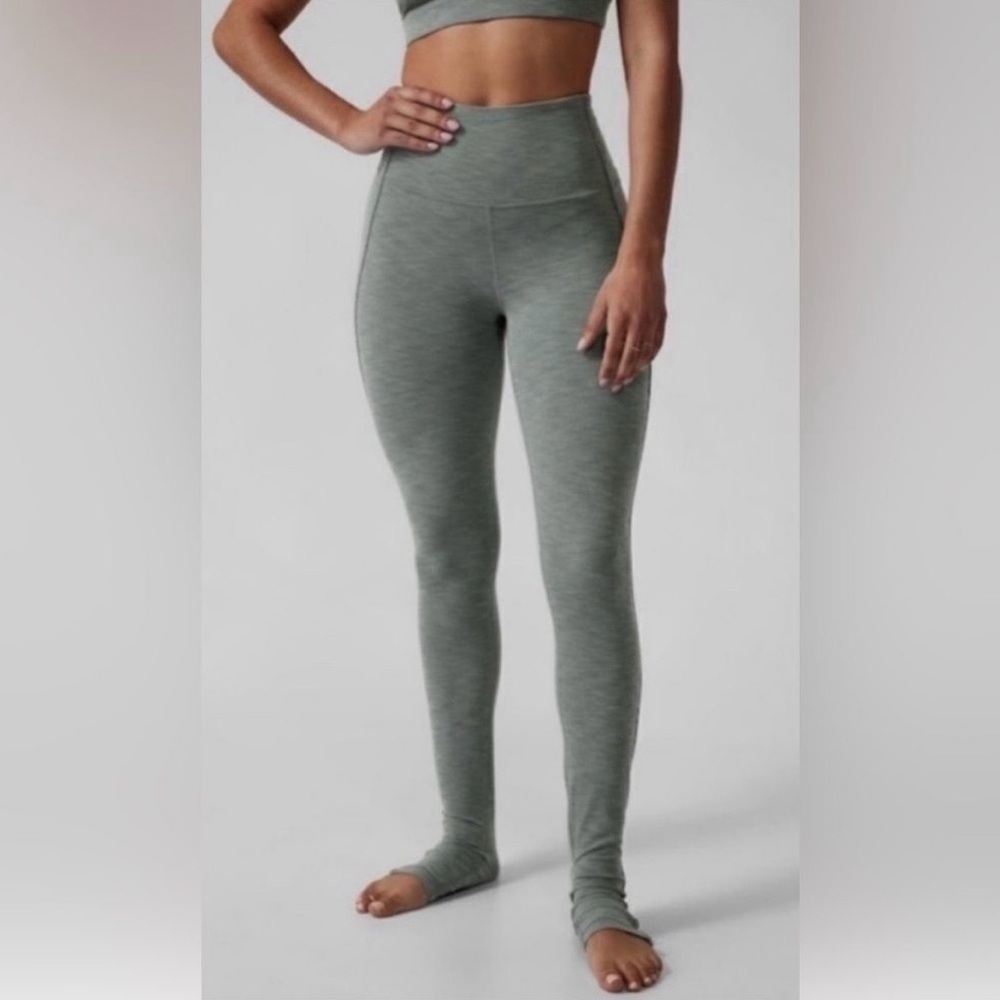 Athleta Elation Over-the-Heel Tight Heather Green High-Waist Leggings Xtra Long